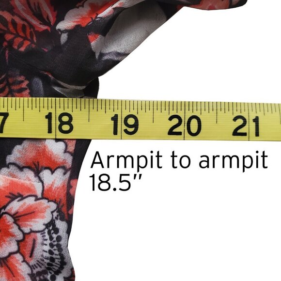 GUESS Nira Chiffon Semi Sheer Floral Rhinestone Detail Long Sleeve Button Down S - Picture 10 of 15